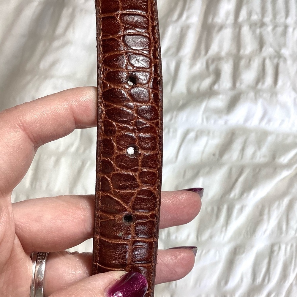St Johns Bay Croc Embossed Leather Belt Size M - Picture 12 of 15